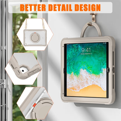 For iPad Air / Air 2 / 9.7 2018 / 2017 Heavy Duty Hybrid Tablet Case with Handle & Strap(Khaki) - iPad 9.7 (2018) & (2017) Cases by buy2fix | Online Shopping UK | buy2fix