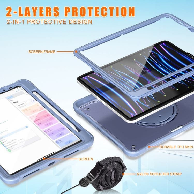 For iPad Air 2022 10.9 / Pro 11 2022 Heavy Duty Hybrid Tablet Case with Handle & Strap(Lavender Grey) - iPad 2025 / 2022 Cases by buy2fix | Online Shopping UK | buy2fix