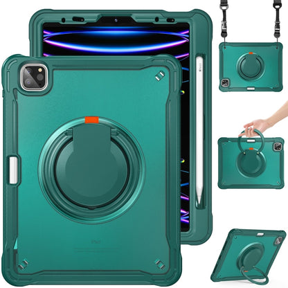 For iPad Air 2022 10.9 / Pro 11 2022 Heavy Duty Hybrid Tablet Case with Handle & Strap(Dark Green) - iPad 2025 / 2022 Cases by buy2fix | Online Shopping UK | buy2fix