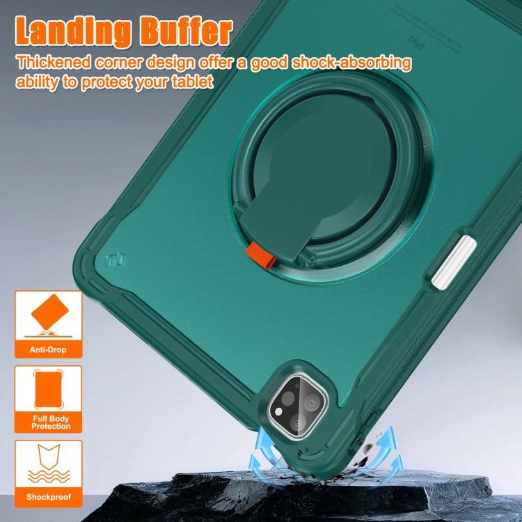 For iPad Air 2022 10.9 / Pro 11 2022 Heavy Duty Hybrid Tablet Case with Handle & Strap(Dark Green) - iPad 2025 / 2022 Cases by buy2fix | Online Shopping UK | buy2fix