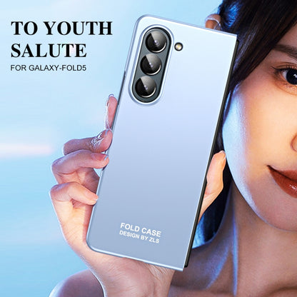 For Samsung Galaxy Z Fold5 5G Integrated AG Matte Folding Phone Case with Pen Slot(Blue) - Galaxy Z Fold5 Cases by buy2fix | Online Shopping UK | buy2fix