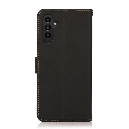 For Samsung Galaxy M34 5G KHAZNEH Custer Genuine Leather RFID Phone Case(Black) - Galaxy Phone Cases by buy2fix | Online Shopping UK | buy2fix