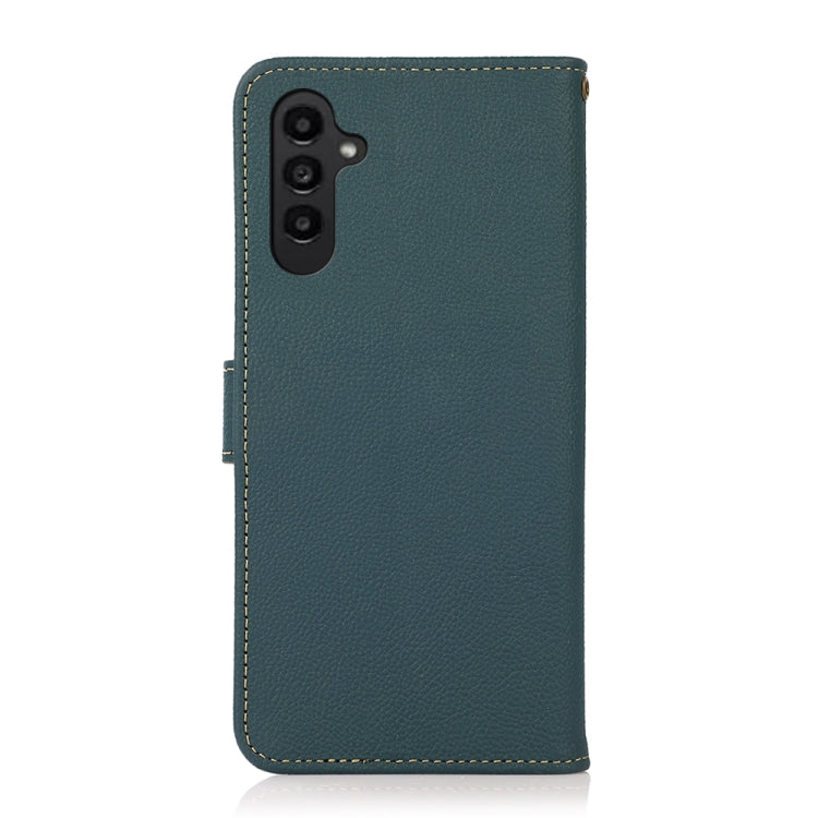 For Samsung Galaxy M34 5G KHAZNEH Custer Genuine Leather RFID Phone Case(Green) - Galaxy Phone Cases by buy2fix | Online Shopping UK | buy2fix