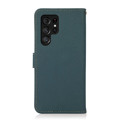 For Samsung Galaxy S24 Ultra KHAZNEH Custer Genuine Leather RFID Phone Case(Green) - Galaxy Phone Cases by buy2fix | Online Shopping UK | buy2fix