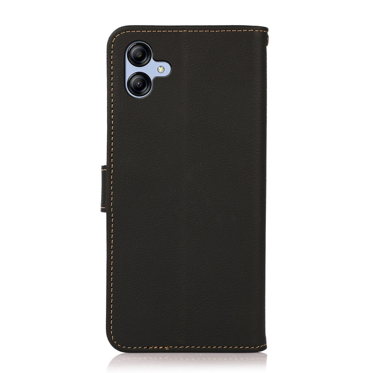 For Samsung Galaxy A05 KHAZNEH Custer Genuine Leather RFID Phone Case(Black) - Galaxy Phone Cases by buy2fix | Online Shopping UK | buy2fix