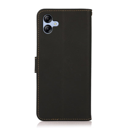 For Samsung Galaxy A05 KHAZNEH Custer Genuine Leather RFID Phone Case(Black) - Galaxy Phone Cases by buy2fix | Online Shopping UK | buy2fix