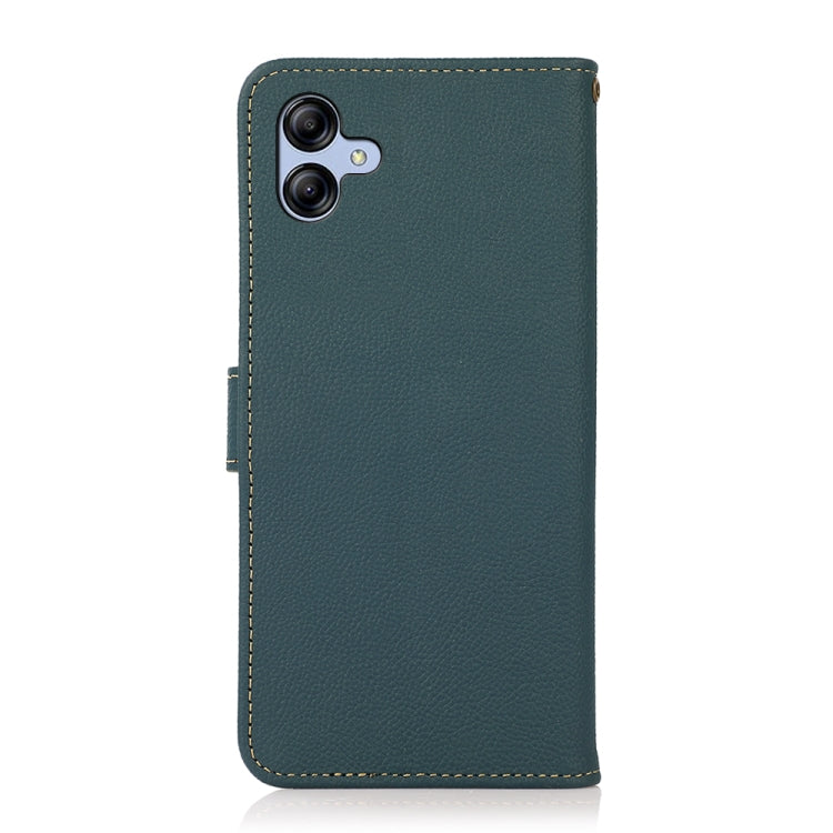 For Samsung Galaxy A05 KHAZNEH Custer Genuine Leather RFID Phone Case(Green) - Galaxy Phone Cases by buy2fix | Online Shopping UK | buy2fix