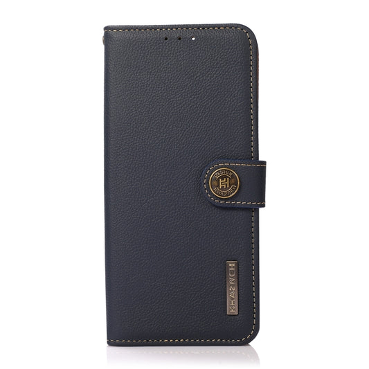 For Samsung Galaxy A05s KHAZNEH Custer Genuine Leather RFID Phone Case(Blue) - Galaxy Phone Cases by buy2fix | Online Shopping UK | buy2fix