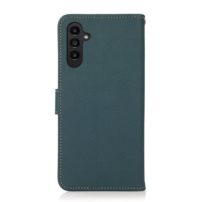 For Samsung Galaxy A05s KHAZNEH Custer Genuine Leather RFID Phone Case(Green) - Galaxy Phone Cases by buy2fix | Online Shopping UK | buy2fix