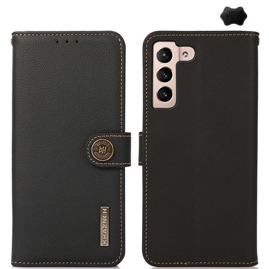 For Samsung Galaxy A35 5G KHAZNEH Custer Genuine Leather RFID Phone Case(Black) - Galaxy Phone Cases by buy2fix | Online Shopping UK | buy2fix