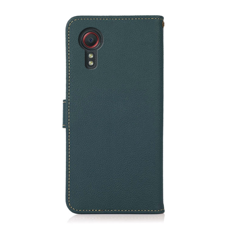 For Samsung Galaxy Xcover7 KHAZNEH Custer Genuine Leather RFID Phone Case(Green) - Galaxy Phone Cases by buy2fix | Online Shopping UK | buy2fix