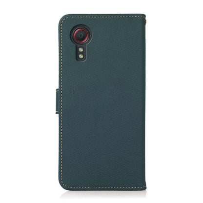 For Samsung Galaxy Xcover7 KHAZNEH Custer Genuine Leather RFID Phone Case(Green) - Galaxy Phone Cases by buy2fix | Online Shopping UK | buy2fix