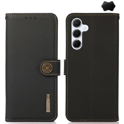 For Samsung Galaxy A55 5G KHAZNEH Custer Genuine Leather RFID Phone Case(Black) - Galaxy Phone Cases by buy2fix | Online Shopping UK | buy2fix
