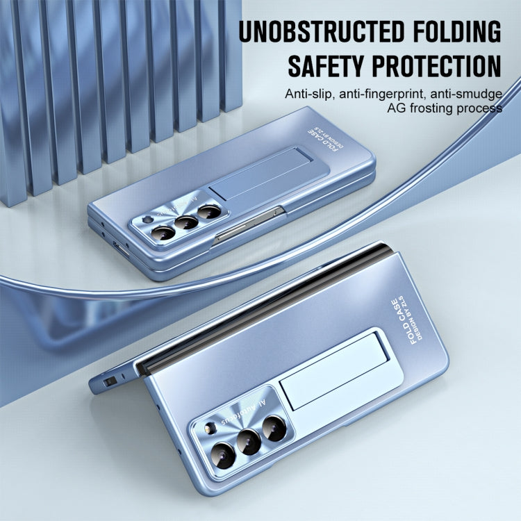 For Samsung Galaxy Z Fold5 5G Integrated AG Matte Folding Phone Case with Pen Slot(Blue) - Galaxy Z Fold5 Cases by buy2fix | Online Shopping UK | buy2fix