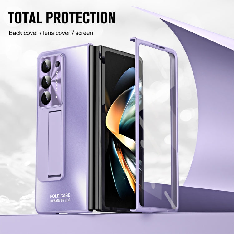 For Samsung Galaxy Z Fold5 5G Integrated AG Matte Folding Phone Case with Pen Slot(Purple) - Galaxy Z Fold5 Cases by buy2fix | Online Shopping UK | buy2fix