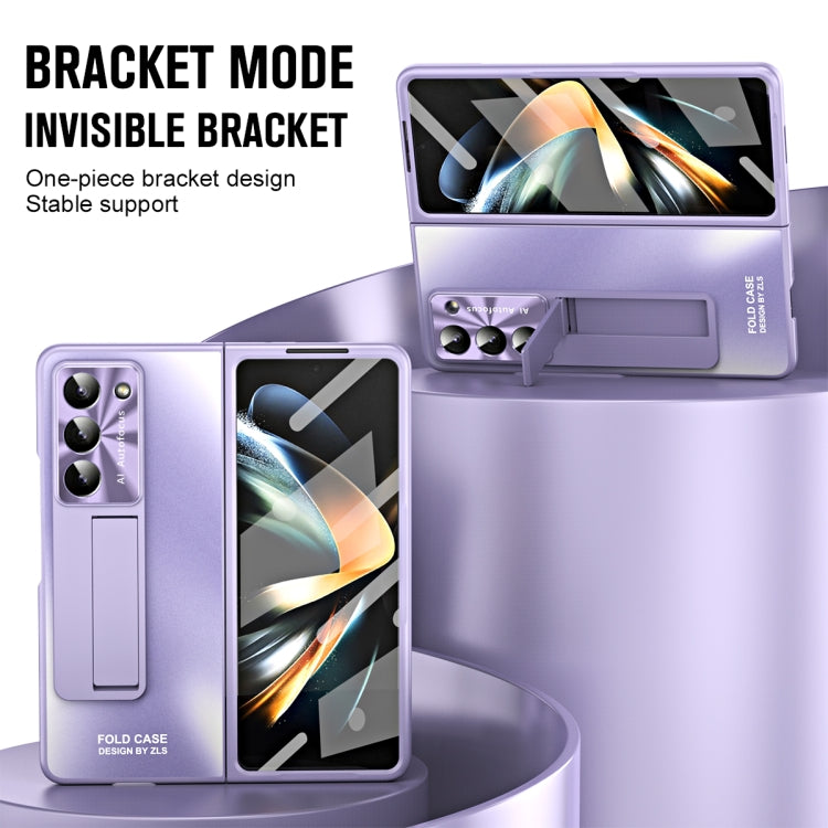 For Samsung Galaxy Z Fold5 5G Integrated AG Matte Folding Phone Case with Pen Slot(Purple) - Galaxy Z Fold5 Cases by buy2fix | Online Shopping UK | buy2fix