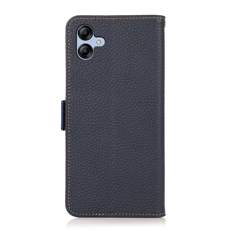 For Samsung Galaxy A05 KHAZNEH Side-Magnetic Litchi Genuine Leather RFID Phone Case(Blue) - Galaxy Phone Cases by buy2fix | Online Shopping UK | buy2fix