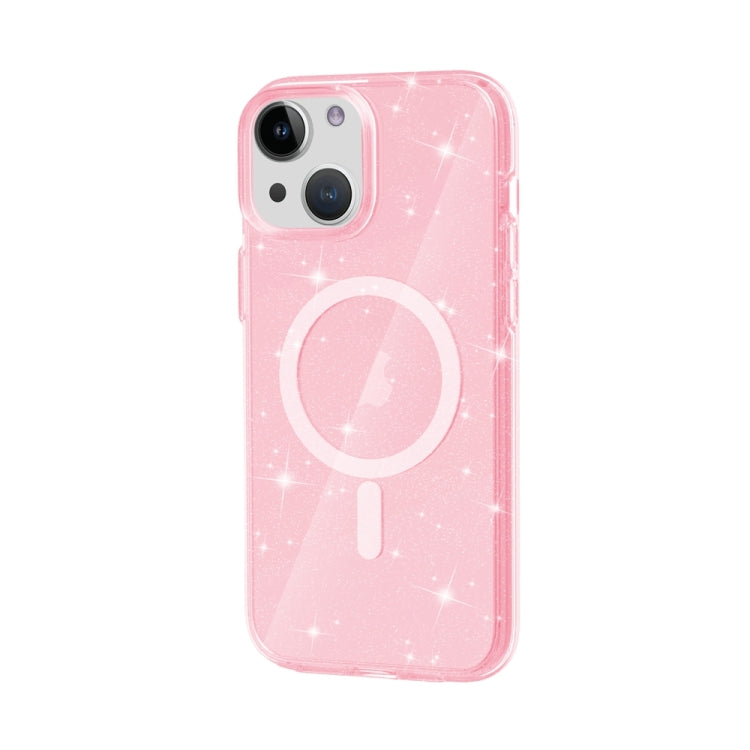 For iPhone 15 Terminator Style Glitter Powder MagSafe Magnetic Phone Case(Pink) - iPhone 15 Cases by buy2fix | Online Shopping UK | buy2fix