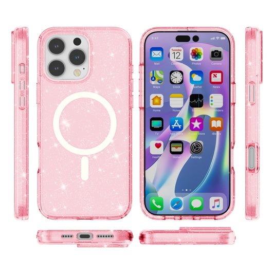 For iPhone 16 Pro Max Terminator Style Glitter Powder MagSafe Magnetic Phone Case(Pink) by buy2fix