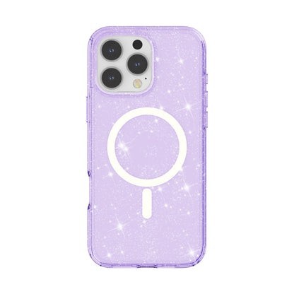 For iPhone 16 Pro Max Terminator Style Glitter Powder MagSafe Magnetic Phone Case(Purple) - iPhone 16 Pro Max Cases by buy2fix | Online Shopping UK | buy2fix