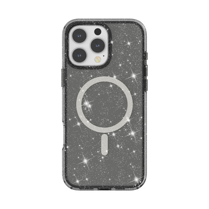 For iPhone 16 Pro Terminator Style Glitter Powder MagSafe Magnetic Phone Case(Black) - iPhone 16 Pro Cases by buy2fix | Online Shopping UK | buy2fix