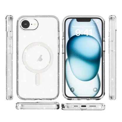 For iPhone 16e Terminator Style Glitter Powder MagSafe Magnetic Phone Case(White) - iPhone 16e Cases by buy2fix | Online Shopping UK | buy2fix