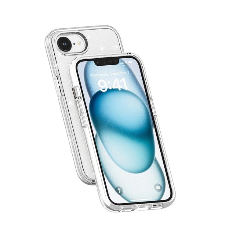 For iPhone 16e Terminator Style Glitter Powder MagSafe Magnetic Phone Case(White) - iPhone 16e Cases by buy2fix | Online Shopping UK | buy2fix