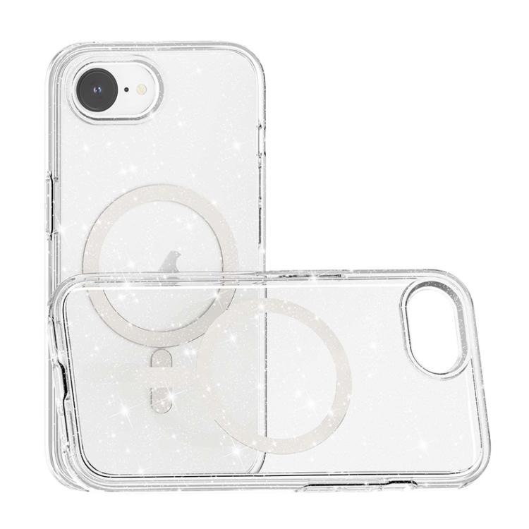 For iPhone 16e Terminator Style Glitter Powder MagSafe Magnetic Phone Case(White) - iPhone 16e Cases by buy2fix | Online Shopping UK | buy2fix