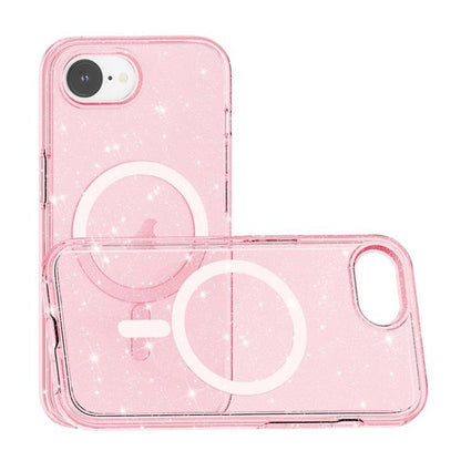 For iPhone 16e Terminator Style Glitter Powder MagSafe Magnetic Phone Case(Pink) - iPhone 16e Cases by buy2fix | Online Shopping UK | buy2fix