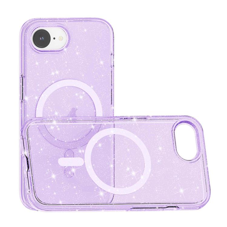 For iPhone 16e Terminator Style Glitter Powder MagSafe Magnetic Phone Case(Purple) - iPhone 16e Cases by buy2fix | Online Shopping UK | buy2fix