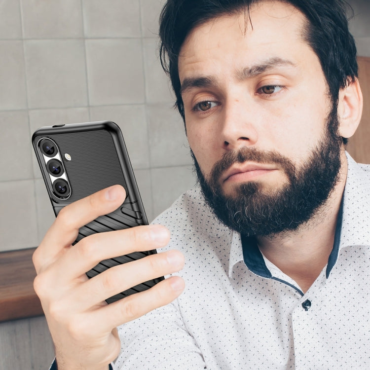 For Samsung Galaxy S25 5G Thunderbolt Shockproof TPU Phone Case(Black) by buy2fix