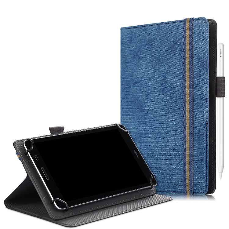 For 7-8 inch Marble Cloth Texture Horizontal Flip Universal Tablet PC Leather Case with Pen Slot & Holder(Dark Blue) - 8 inch by buy2fix | Online Shopping UK | buy2fix