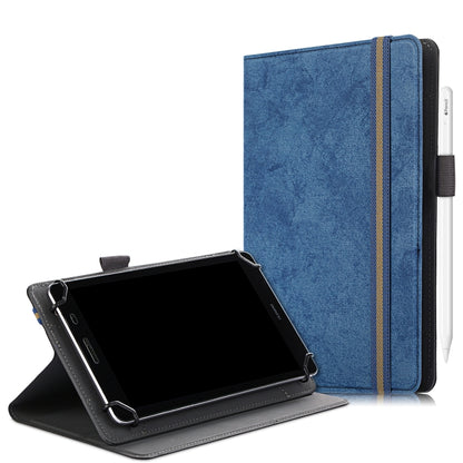 For 7-8 inch Marble Cloth Texture Horizontal Flip Universal Tablet PC Leather Case with Pen Slot & Holder(Dark Blue) - 8 inch by buy2fix | Online Shopping UK | buy2fix