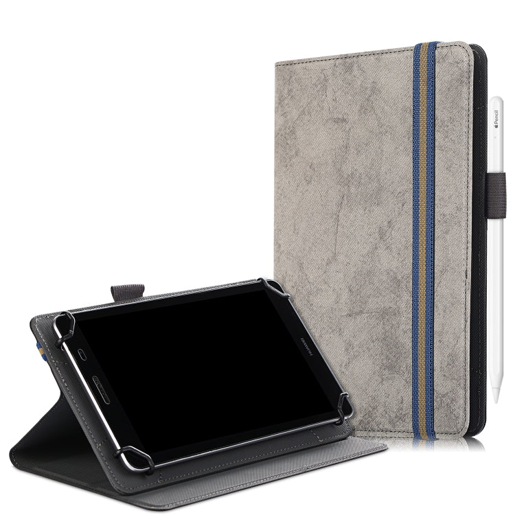 For 7-8 inch Marble Cloth Texture Horizontal Flip Universal Tablet PC Leather Case with Pen Slot & Holder(Grey) - 8 inch by buy2fix | Online Shopping UK | buy2fix