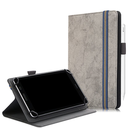For 7-8 inch Marble Cloth Texture Horizontal Flip Universal Tablet PC Leather Case with Pen Slot & Holder(Grey) - 8 inch by buy2fix | Online Shopping UK | buy2fix
