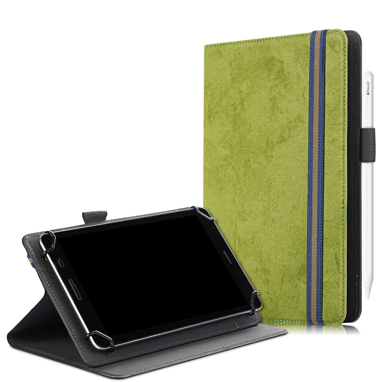 For 7-8 inch Marble Cloth Texture Horizontal Flip Universal Tablet PC Leather Case with Pen Slot & Holder(Green) - 8 inch by buy2fix | Online Shopping UK | buy2fix
