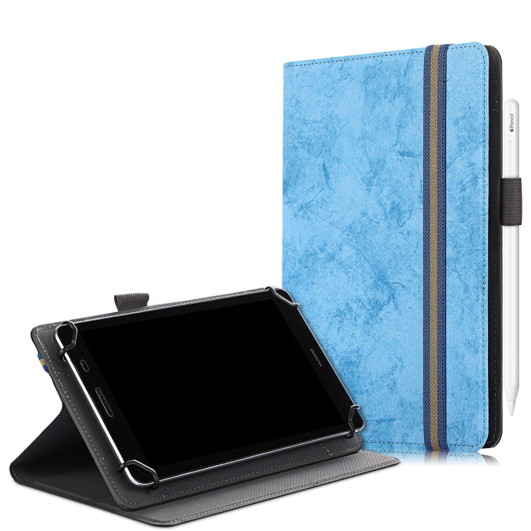 For 7-8 inch Marble Cloth Texture Horizontal Flip Universal Tablet PC Leather Case with Pen Slot & Holder(Sky Blue) - 8 inch by buy2fix | Online Shopping UK | buy2fix
