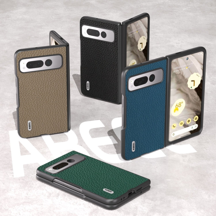 For Google Pixel Fold ABEEL Genuine Leather Litchi Texture Phone Case(Black) by buy2fix