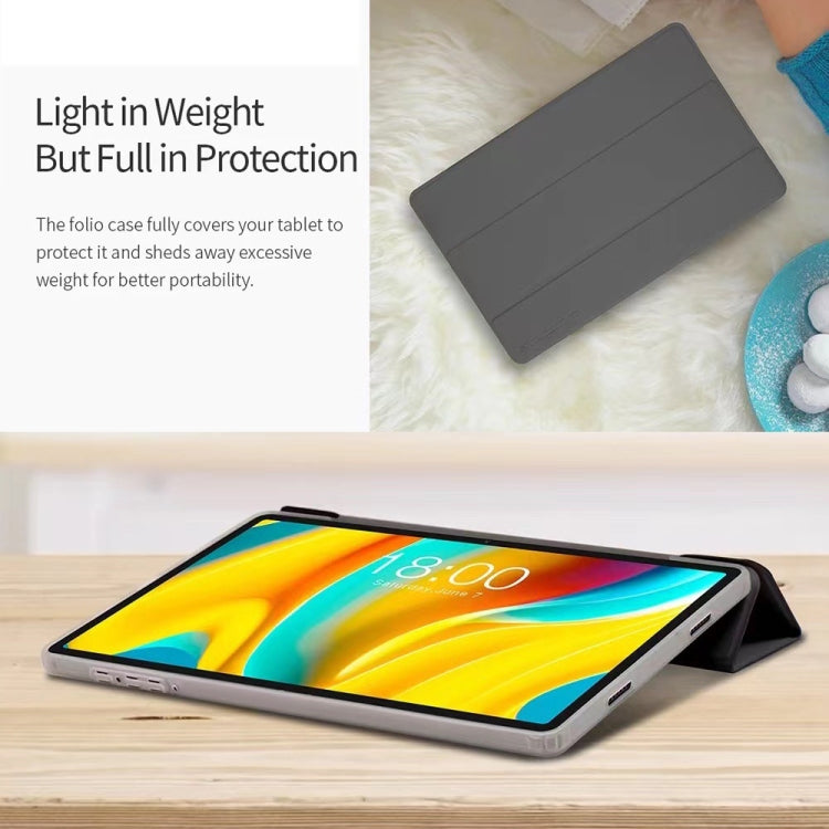 For Teclast T50 Pro 3-Fold Holder Folio Leather Tablet Smart Case(Grey) - Teclast by TECLAST | Online Shopping UK | buy2fix
