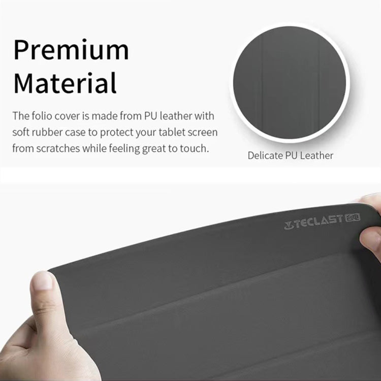 For Teclast T50 Pro 3-Fold Holder Folio Leather Tablet Smart Case(Grey) - Teclast by TECLAST | Online Shopping UK | buy2fix