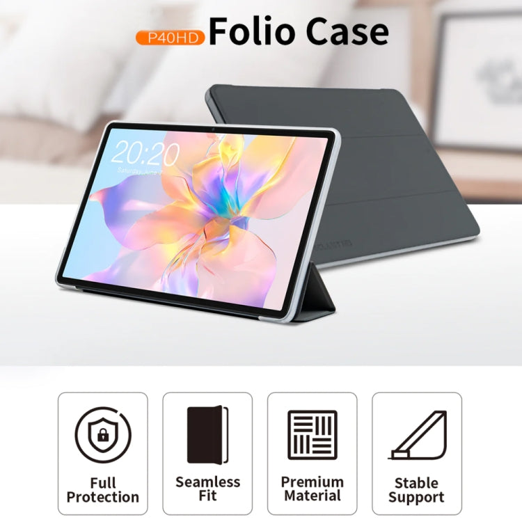 For Teclast P40 HD 3-Fold Holder Folio Leather Tablet Smart Case(Grey) - Teclast by TECLAST | Online Shopping UK | buy2fix
