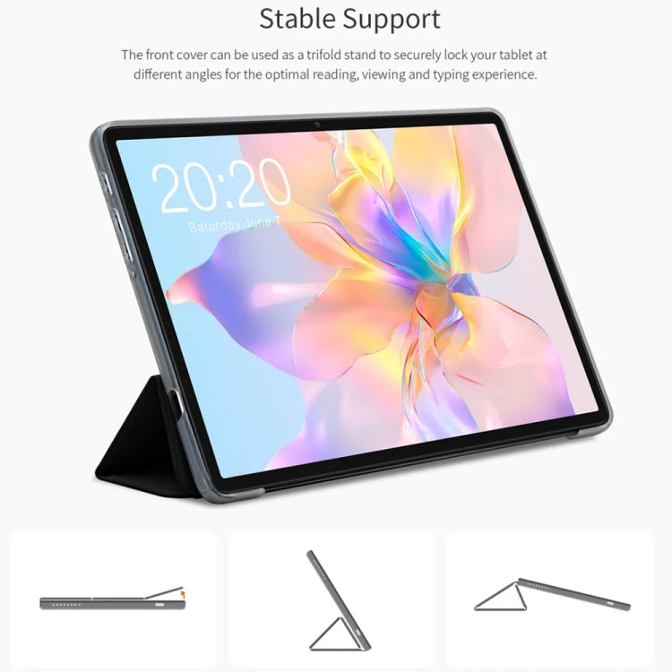 For Teclast P40 HD 3-Fold Holder Folio Leather Tablet Smart Case(Grey) - Teclast by TECLAST | Online Shopping UK | buy2fix