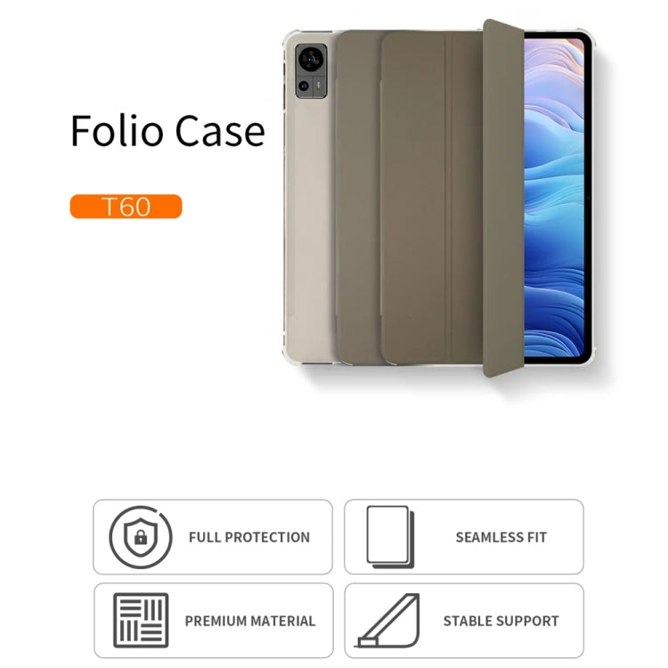 For Teclast T60 3-Fold Holder Folio Leather Tablet Smart Case(Grey) - Teclast by TECLAST | Online Shopping UK | buy2fix