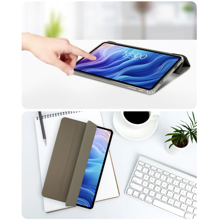 For Teclast T60 3-Fold Holder Folio Leather Tablet Smart Case(Grey) - Teclast by TECLAST | Online Shopping UK | buy2fix