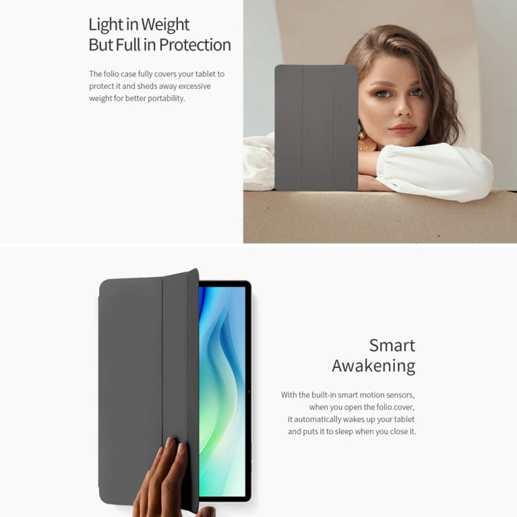 For Teclast P50 3-Fold Holder Folio Leather Tablet Smart Case(Grey) by TECLAST