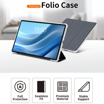For Teclast T50 HD / T50 Max 3-Fold Holder Folio Leather Tablet Smart Case(Grey) - Teclast by TECLAST | Online Shopping UK | buy2fix