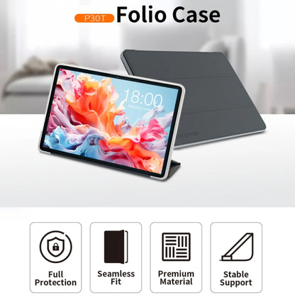 For Teclast P30T 3-Fold Holder Folio Leather Tablet Smart Case(Grey) - Teclast by TECLAST | Online Shopping UK | buy2fix