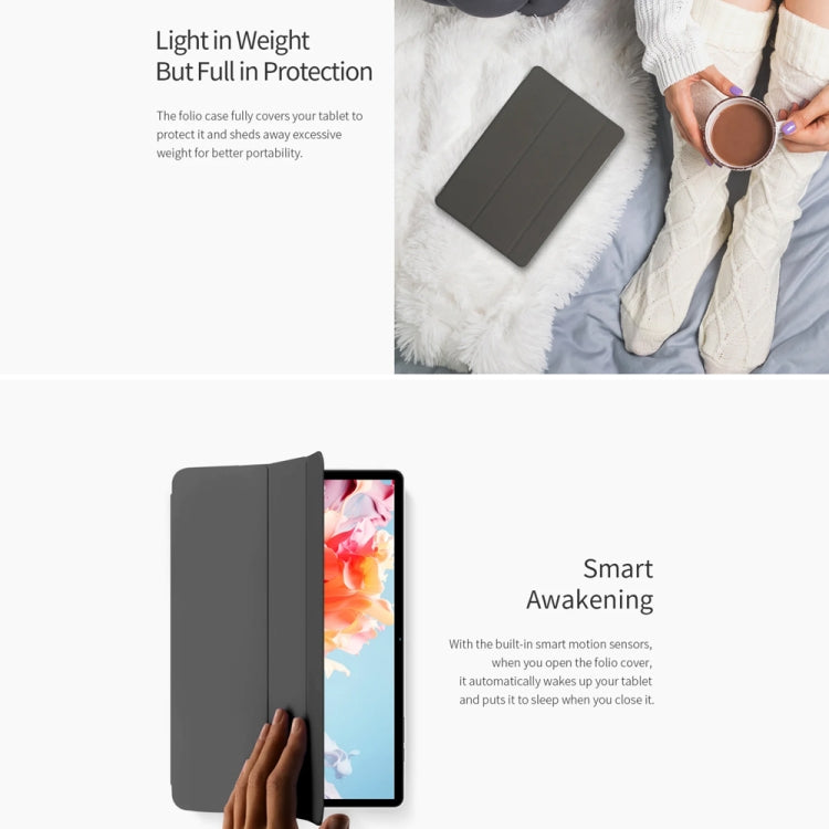 For Teclast P30T 3-Fold Holder Folio Leather Tablet Smart Case(Grey) - Teclast by TECLAST | Online Shopping UK | buy2fix