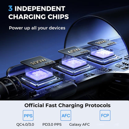 JOYROOM JR-CCN07 145W Dual PD+QC3.0 3-Port Car Charger(Dark Gray) by JOYROOM