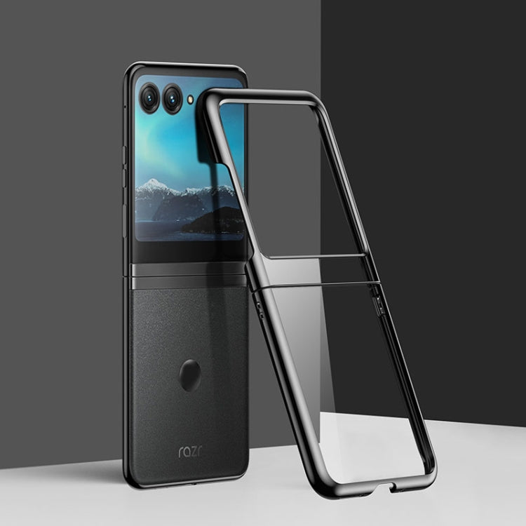 For Motorola Razr 40 Ultra Full Coverage Electroplate PC Transparent Phone Case(Black) by buy2fix